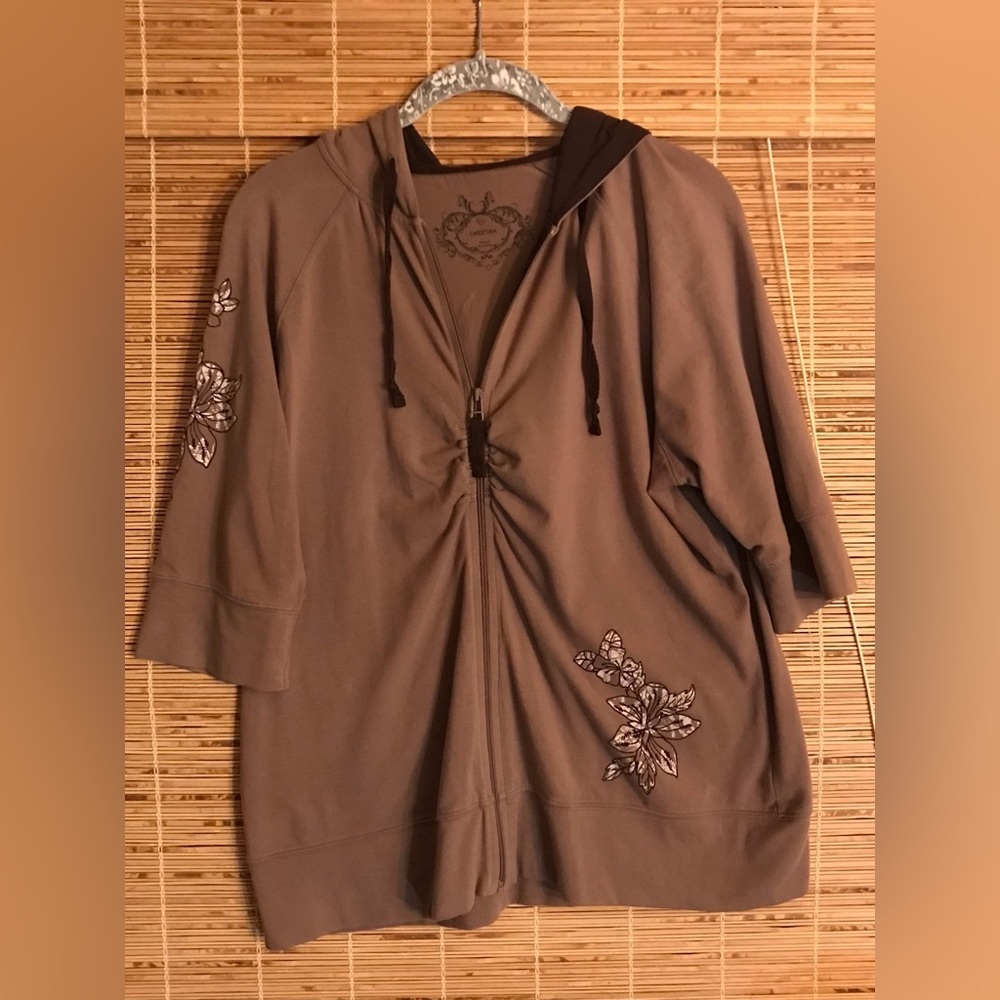 Vintage Cheetah Zipper Top 3/4 Sleeves Size XL